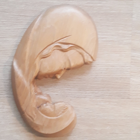 Vintage Hand Carved Adalbart Thibault Wooden Plaque Mother & Child - Picture 12 of 14